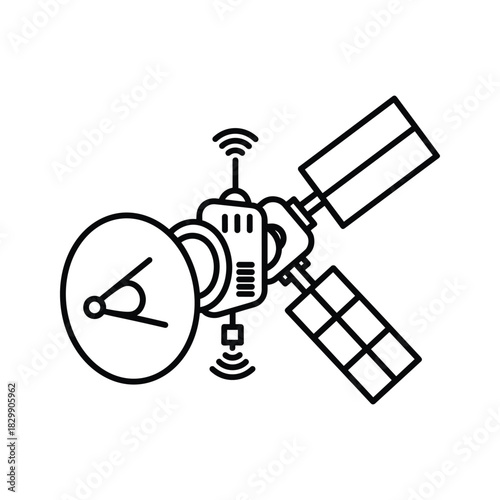 Communication Satellite Space Technology Line Icon
