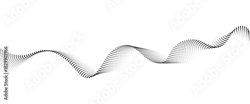 Flowing Dot Wave halftone gradient pattern on transparent background	
