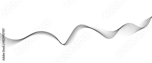 Flowing Dot Wave halftone gradient pattern on transparent background	
