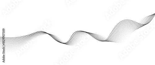 Flowing Dot Wave halftone gradient pattern on transparent background	

