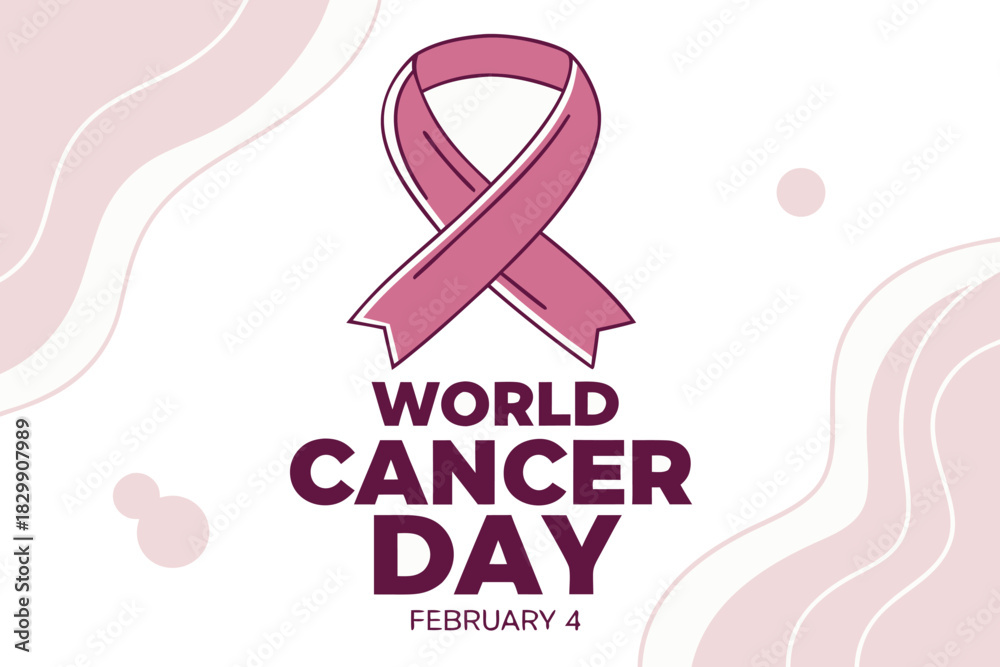 Fototapeta premium World cancer day february 4th with pink awareness ribbon design