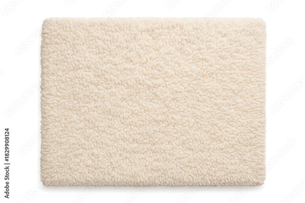 Fototapeta premium Fluffy cream faux shearling fabric texture, soft and cozy, transparent isolated.