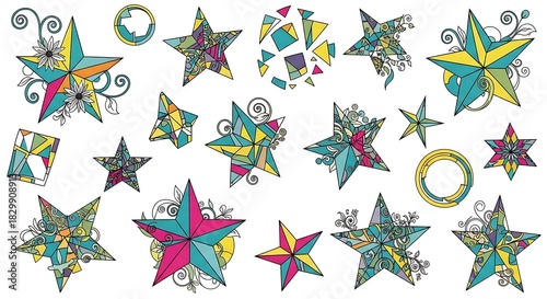 Vibrant Abstract Star Collection - Artistic Designs and Geometric Patterns.