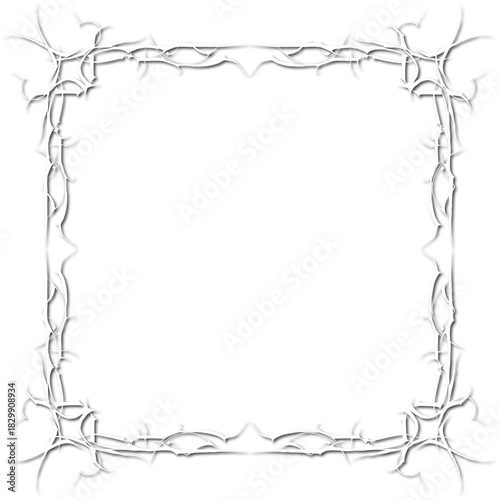 Vintage white decorative frame in Gothic style - elegant white frame on transparent background, PNG, 300 DPI