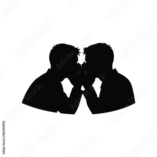 Two men kissing silhouette