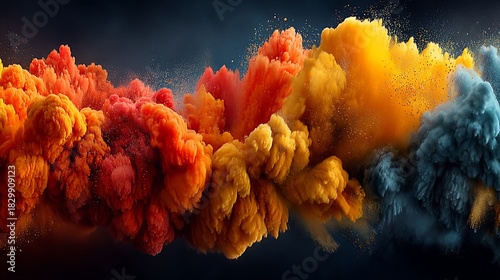 Vibrant colorful smoke plumes creating an abstract dynamic background.