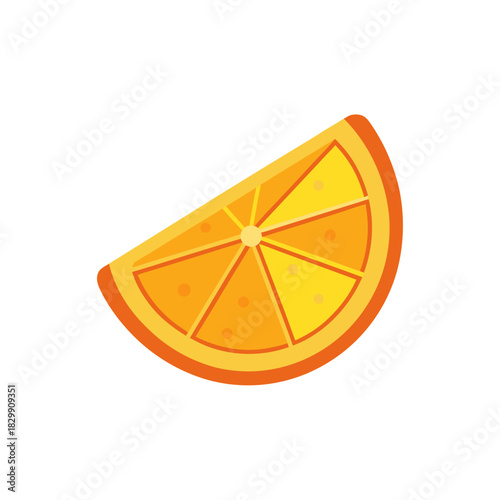 Isolated orange slice with segments and outer peel on transparent background