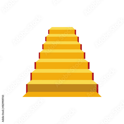Illustration of a yellow staircase with red accents on transparent background