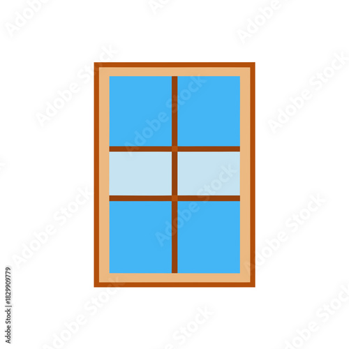 Illustration of a rectangular window with six panes on transparent background