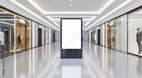 Blank digital billboard in modern shopping mall for advertisement
