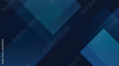 Geometric Squares Navy Blue Overlap Background, sleek square shapes and gradients, for modern presentations and stylish designs conveying depth and sophistication