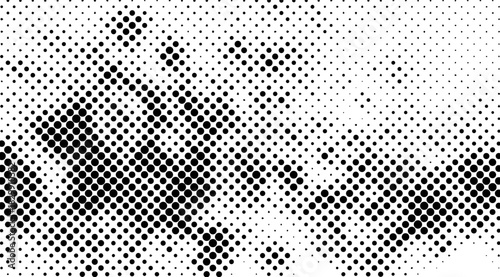 Halftone black and white circles, dotted pattern, abstract graphic elements used for backgrounds, overlays, or as textures, suitable for artistic designs
