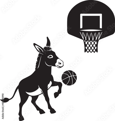 Donkey playing basketball silhouette