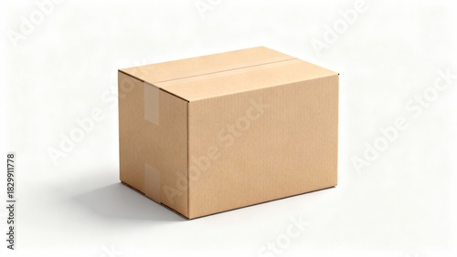 Cardboard box isolated on white background for delivery packaging and shipping container