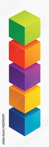 Colorful Stacked Cubes Representing Data Blocks or Organizational Chart Structure