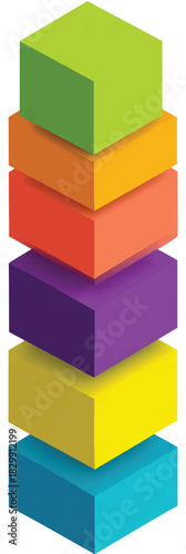 Colorful Stacking Cubes Illustration Representing Layers Structure or Abstract Modern Art