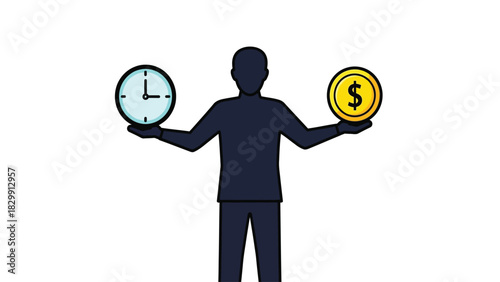 Time and Money Balance Vector Illustration