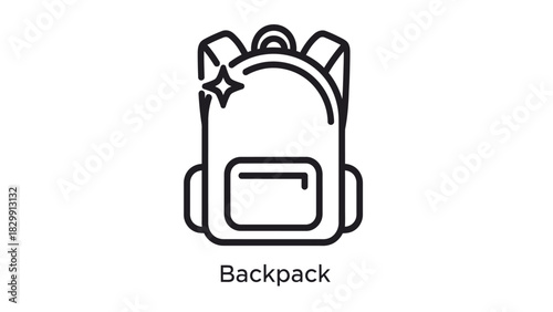Clean Backpack Line Art Icon Vector Illustration