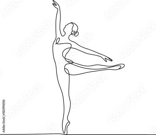 Elegant vector silhouette illustration of a ballet dancer woman's body sketch pose