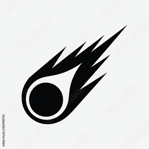 Meteor icon falling from the sky with fiery tail illustration design