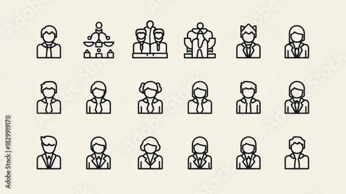 Diverse business people icons representing teamwork and leadership