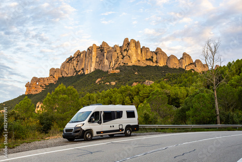 Campervan traveling Montserrat road trip to Barcelona Spain
