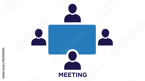 Four individuals seated around a rectangular table a simple meeting illustration design