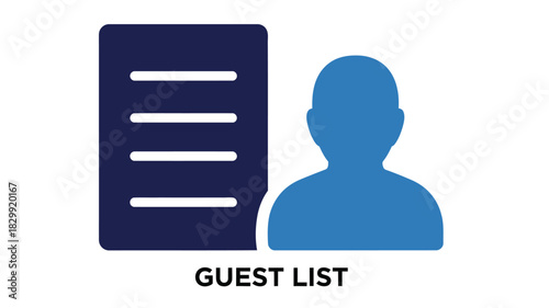 A blue user profile icon combined with a list and the text guest list