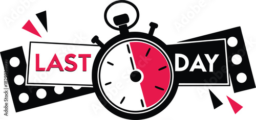 Vibrant graphic illustration of a stopwatch counting down to the final day, symbolizing an urgent deadline or a special limited-time offer