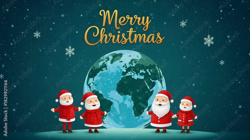 Fototapeta premium Christmas cards for the whole world with Santa Claus