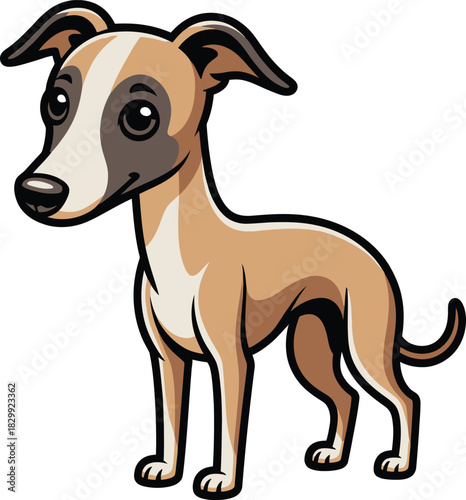 Cute cartoon a illustrator vector whippet