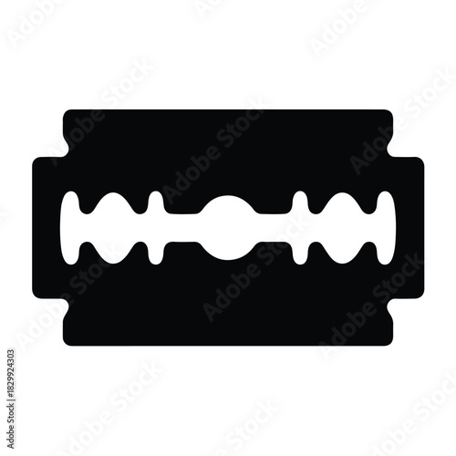Barbershop Razor Blade Silhouette Icon