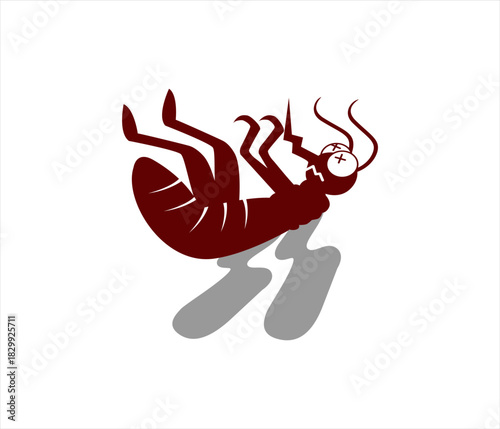 Dead mosquito cartoon silhouette vector illustration isolated on background