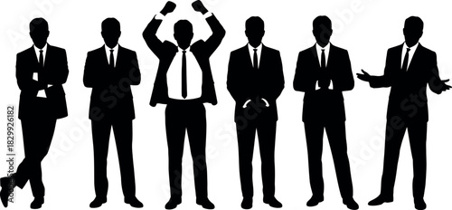 Silhouette of successful business team representing diversity leadership teamwork