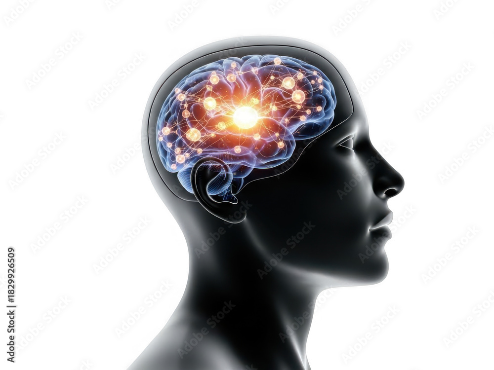 Fototapeta premium Visualizing neural activity and cognitive processes within the human brain transparent background