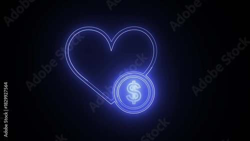 Neon Heart and Dollar Sign A Symbol of Financial Love.