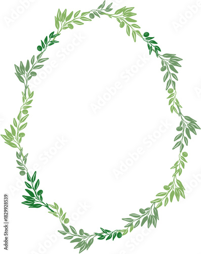 Doodle Hand-Drawn Spring Branches Frame with Leaves