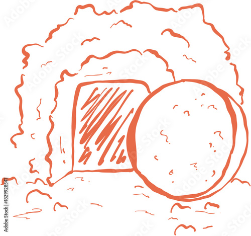 Simple Doodle Empty Tomb of Jesus Risen Sketch