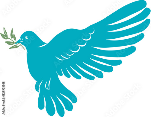 Doodle Dove Bird with Biblical Palm Branch Sketch