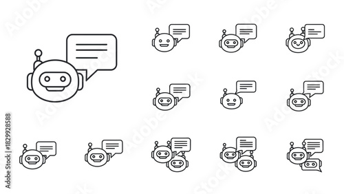 Chatbot robot icon set for customer service and ai virtual assistant technology vector illustration