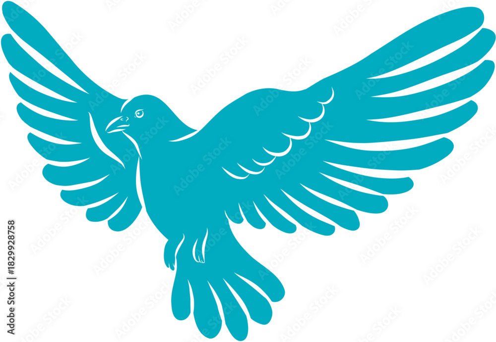 Obraz premium Doodle Sketch of a Simple Flying Dove Bird