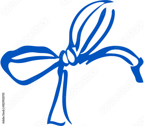Doodle Hand-Drawn Small Ribbon Bow Isolated Element