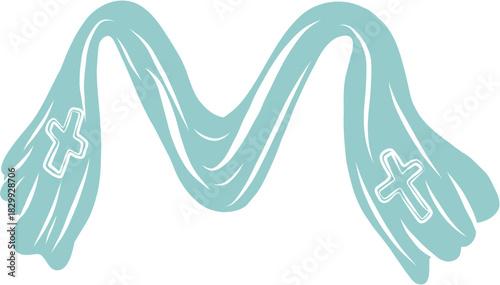 Doodle Hand-Drawn Scarf Fabric with Christian Cross