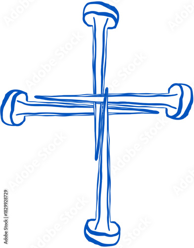 Doodle Christian Cross of Jesus Made of Nails