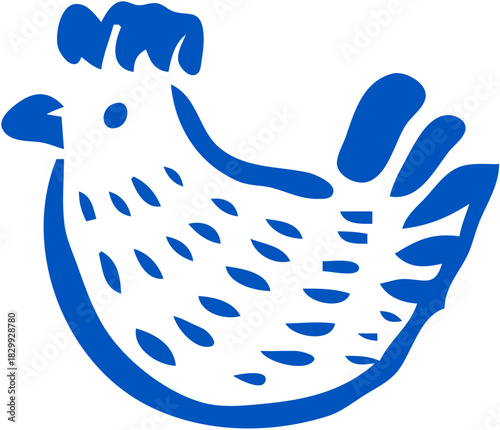 Simple Doodle Easter Chicken Bird Minimalist Design