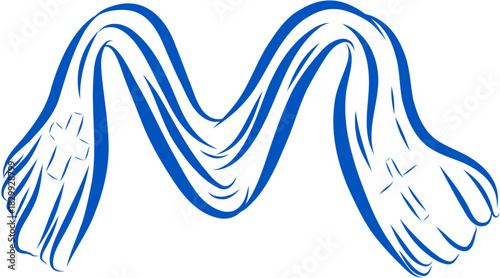 Simple Doodle Sketch of Fabric Scarf with Cross