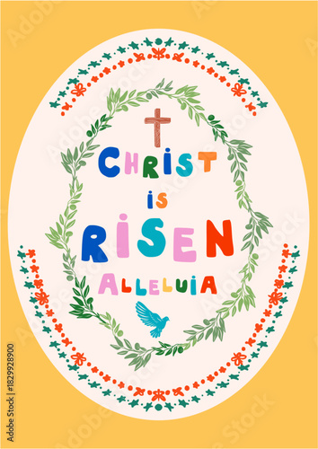 Doodle Poster Christ Is Risen Quote Typography Design