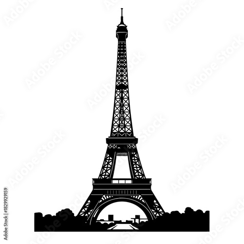 Eiffel Tower silhouette in Paris, France for travel adventures, iconic landmark design, and elegant Parisian experiences, a stunning architectural symbol