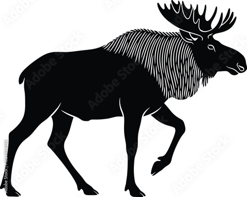 Majestic Moose Silhouette Vector Illustration Textured