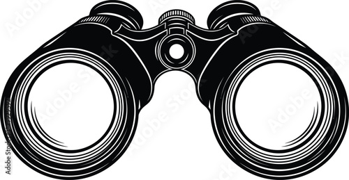 Vintage Engraved Binoculars Vector Illustration Optical Gear line art